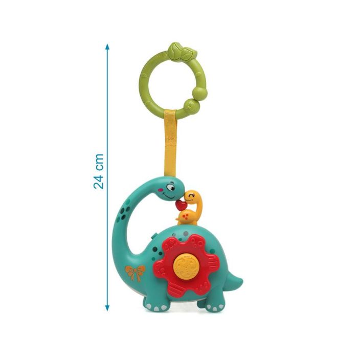 KioKids Dinosaurio Musical Interactivo 7 Melodías para Bebé +6 meses, Motricidad Fina, con Anilla para Cuna/Carrito, Multicolor 3