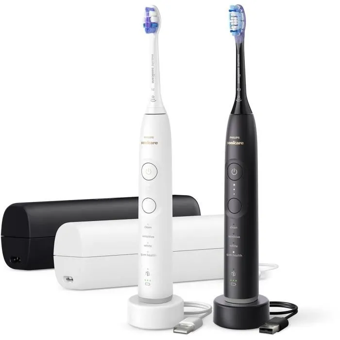 Philips Cepillo de dientes eléctrico Sonicare Serie 7100 HX7429/02 Mango Doble Blanco y Negro 1