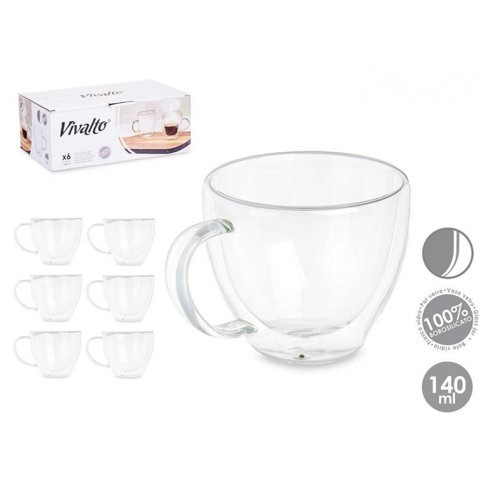 Taza de café y té Vivalto OCT-DG2397 Transparente Vidrio de Borosilicato 140 ml (6 Unidades) 3