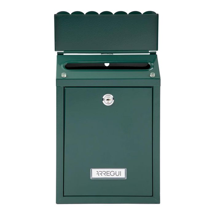 Arregui Buzón Individual Exterior Civic Acero Verde 21,6 x 8 x 30 cm con Tejadillo y 2 Llaves 1