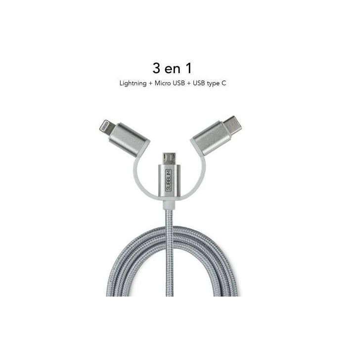 Cargador de Coche USB Universal + Cable USB-C Subblim SUB-CHG-4CC001 Plata 12 W 50 W (1 unidad) 4