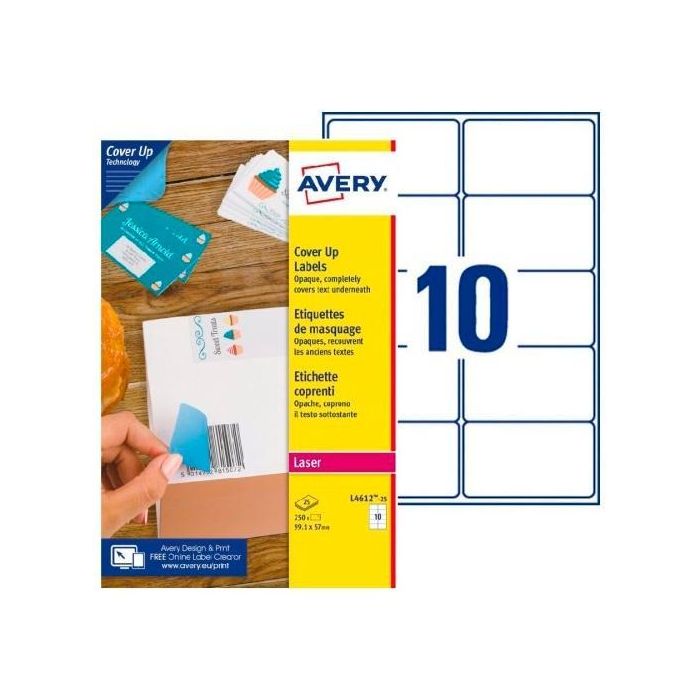Avery Etiquetas Adhesivas Para Enmascaramiento 99,1x57 mm 10 X 25H Láser Blanco Avery Etiquetas Adhesivas Para Enmascaramiento 99,1x57 mm 10 X 25H Láser Blanco