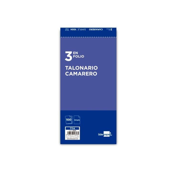 Talonario Liderpapel Camarero 3-Fº Original 114 10 unidades 1