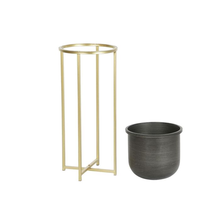 DKD Home Decor Macetero Glam, Set de 2 Unidades de Metal Negro Dorado Desmontable, 65 cm Alto x 28 cm Ancho x 28 cm Largo 2