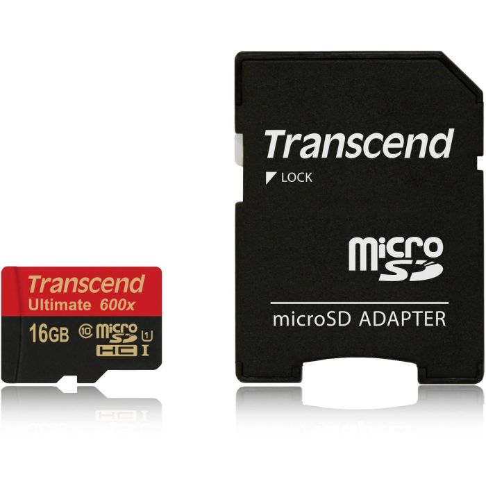 CARD microSD Card 16GB Transcend SDHC UHS1 600x w/Adap. 2