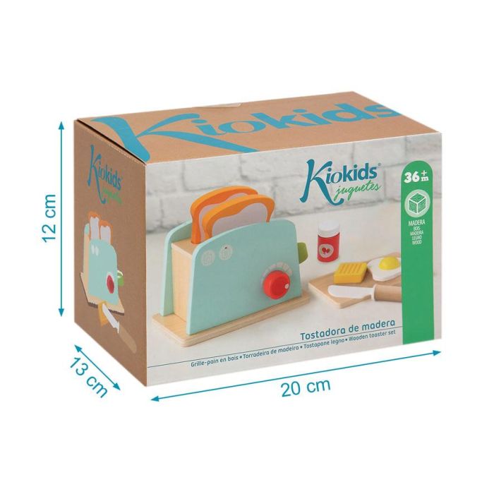 KioKids Juguete Tostadora de Madera Azul | Set de Desayuno de Imitación con Huevo, Mantequilla, Mermelada y Tostadas | Niños +3 Años 1 KioKids Juguete Tostadora de Madera Azul | Set de Desayuno de Imitación con Huevo, Mantequilla, Mermelada y Tostadas | Niños +3 Años 1