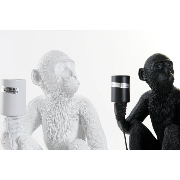 DKD Home Decor Lámpara Sobremesa Colonial Blanco Negro Resina 32 x 31 x 33 cm (2 Unidades) 2