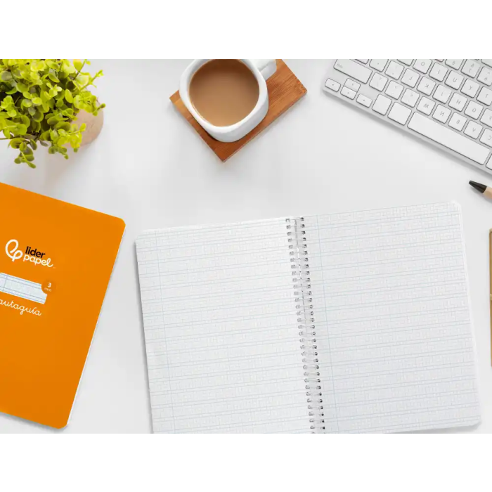 Liderpapel Cuaderno Espiral A5 Tapa Dura 80 Hojas Cuadro Pautado 3mm Color Naranja 6