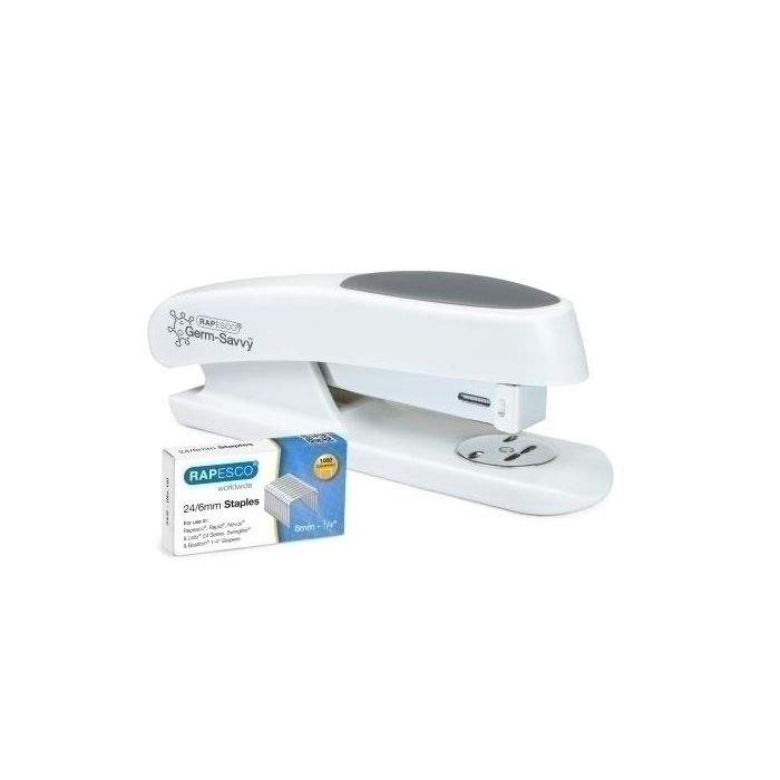 Grapadora Rapesco Antibacteriano Sting Ray (20H) (Incluye 1000 Grapas 24/6Mm) Blanco