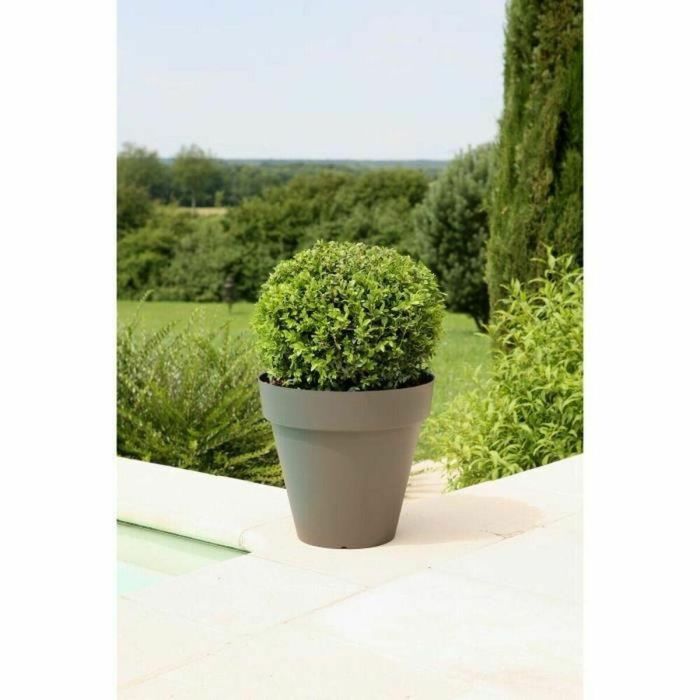 Riviera Maceta Soleilla Redonda para Plantas Grandes, Jardín y Terraza - 85 L de Capacidad, Ø 60 cm x Altura 53,6 cm, Acabado Gris Brillante