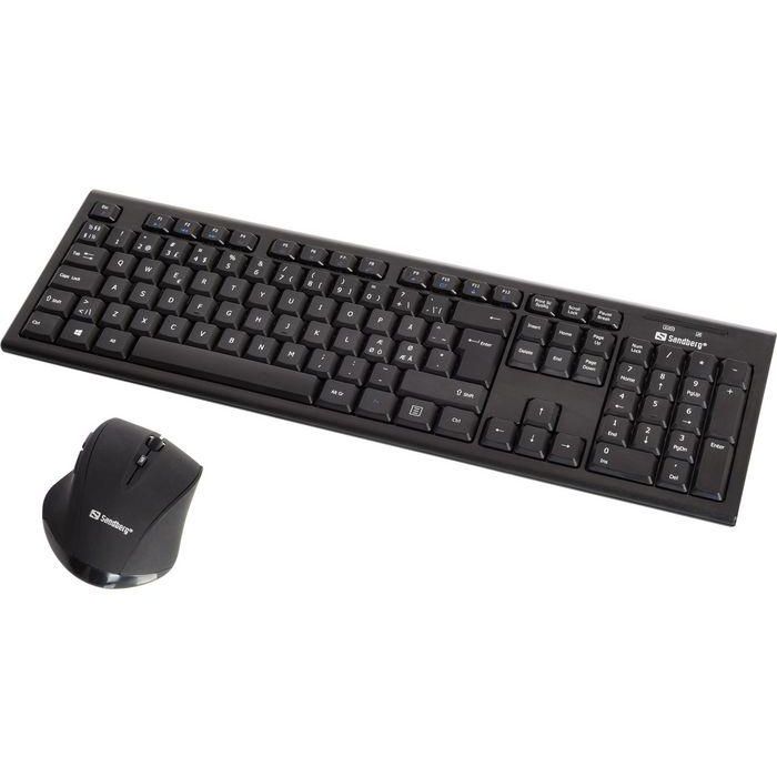 Sandberg Wireless Office Desktop Set: Teclado QWERTY Nórdico y Ratón Óptico Inalámbrico USB para PC Plug & Play