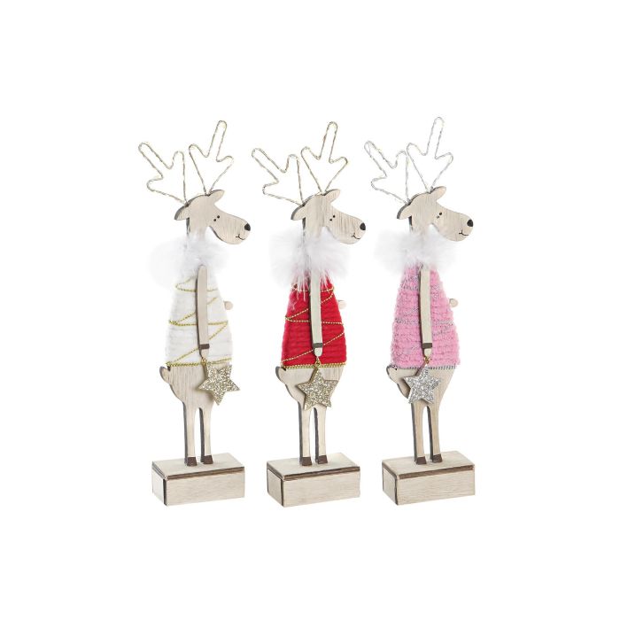 DKD Home Decor Figura Navidad Reno Fantasía con LED, MDF, Surtido Colores Rojo, Rosa, Blanco, Marrón, 4x29x9 cm, Pack 6 Unidades 0 DKD Home Decor Figura Navidad Reno Fantasía con LED, MDF, Surtido Colores Rojo, Rosa, Blanco, Marrón, 4x29x9 cm, Pack 6 Unidades 0