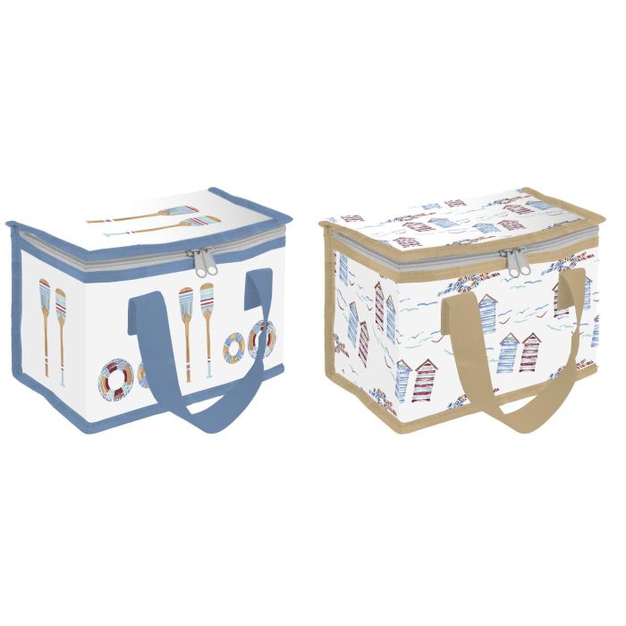 DKD Home Decor Bolsa Térmica Colección Salitre Azul Beige de PP y Nylon 14x13x21 cm (Pack de 6)