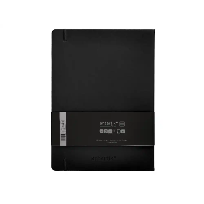 Antartik Cuaderno A4 con Gomilla Notas Rayadas Negro 100 Hojas 80 gr FSC Tapa Dura ANT-A4-100R-N 2