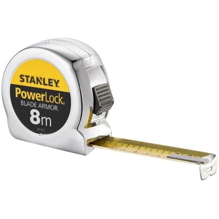 Stanley 0-33-527 Flexómetro Powerlock Blade Armor de 8m x 25mm, cinta métrica retráctil resistente para mediciones precisas. 2 Stanley 0-33-527 Flexómetro Powerlock Blade Armor de 8m x 25mm, cinta métrica retráctil resistente para mediciones precisas. 2
