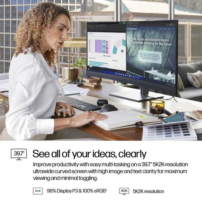 HP 740pm Series 7 Pro Monitor Curvo 39.7" 5K2K para Conferencias con Webcam 4K Integrada y Audio HQ 19 HP 740pm Series 7 Pro Monitor Curvo 39.7" 5K2K para Conferencias con Webcam 4K Integrada y Audio HQ 19