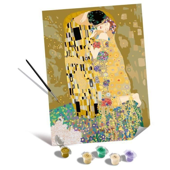 Ravensburger  CreArt Lienzos 30x40 cm  Klimt/El Beso  Pintura por números  Adulto  Actividad relajante y creativa  Edad 14  23916