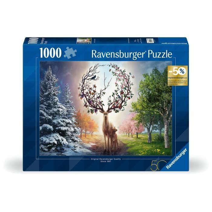 Puzzle de 1000 piezas, Fantasy Deer, Adultos y niños a partir de 14 años, Puzzle de alta calidad, 12001088, Edición 50 aniversario, Ravensburger 1