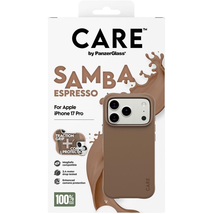 PanzerGlass Funda Fashionable Care by Samba Espresso iPhone 17 Pro con MagSafe, TPU 100% Reciclado, Protección Caídas 2.4m 2 PanzerGlass Funda Fashionable Care by Samba Espresso iPhone 17 Pro con MagSafe, TPU 100% Reciclado, Protección Caídas 2.4m 2