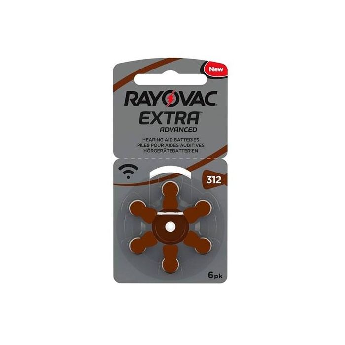 Rayovac pila de audifono zinc 312ae 1,45v extra advanced blister 6