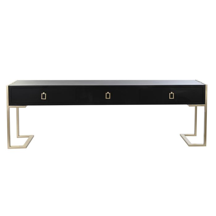 DKD Home Decor Mesa Centro Glam Negro de Madera y Metal 150x36x48 cm con 3 Cajones Desmontable 4 DKD Home Decor Mesa Centro Glam Negro de Madera y Metal 150x36x48 cm con 3 Cajones Desmontable 4