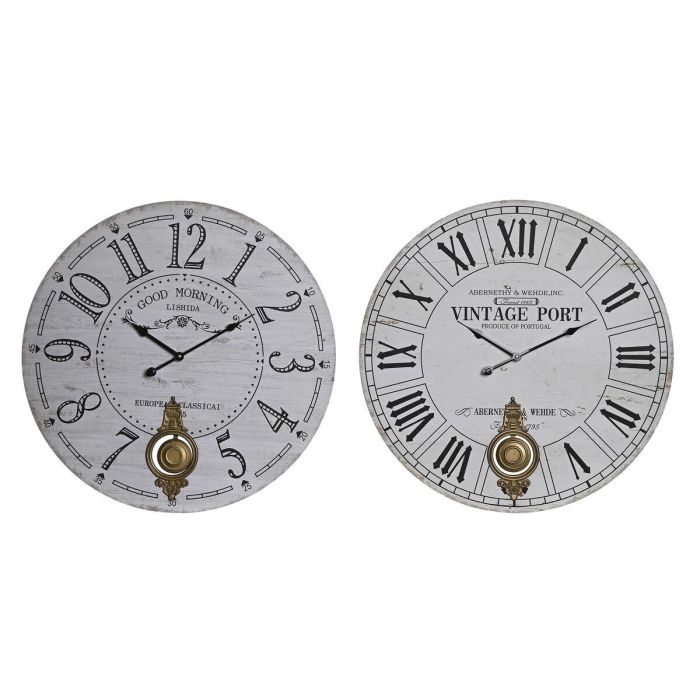 Reloj Pared Vintage DKD Home Decor Blanco Negro 8 x 58 x 58 cm (2 Unidades) Reloj Pared Vintage DKD Home Decor Blanco Negro 8 x 58 x 58 cm (2 Unidades)