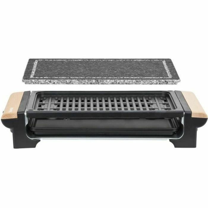 H.Koenig RP320 - Parrilla 2 en 1 con Función de Piedra para Hornear y Placa de Grill, 37x23 cm, 1300W y Mangos de Madera