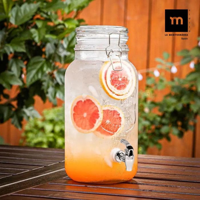 La Mediterranea Tarro Dispensador con Grifo 4L Vidrio 14.5x14.5x31.5 cm (6 Unidades) 3