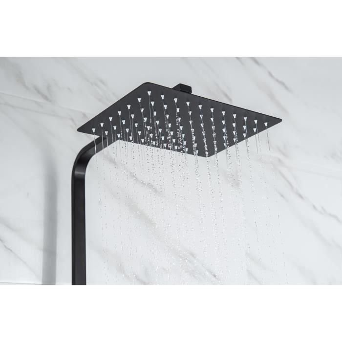 OCEANIC Columna de ducha - Mezclador termostático - Cabezal alto rectangular 30x20 cm - Negro mate 3 OCEANIC Columna de ducha - Mezclador termostático - Cabezal alto rectangular 30x20 cm - Negro mate 3