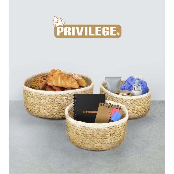 Privilege Set 3 Cestas Mimbre Redondas Ø26 cm, 20 cm, 17 cm (4 Cajas) 9