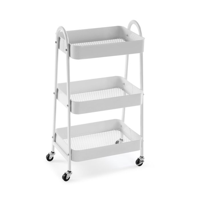 Carro Metalico Blanco De 3 Baldas Versa 30X77CM Carro Metalico Blanco De 3 Baldas Versa 30X77CM