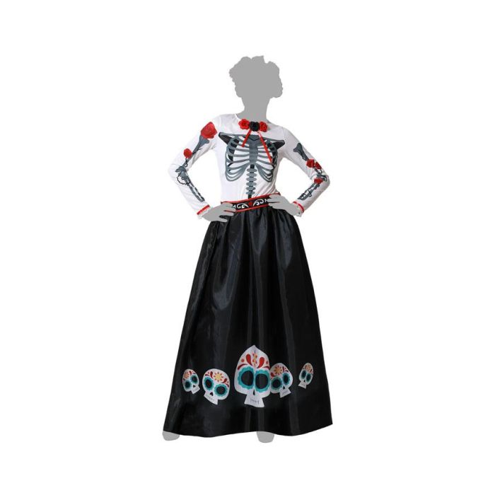 Disfraz Catrina Esqueleto Mexicano para Mujer - Vestido y Cinturón Halloween Talla XS-S 4