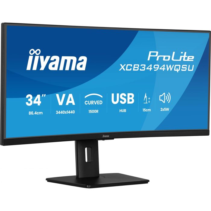 Iiyama XCB3494WQSU-B1 Monitor curvo de 34" UWQHD, panel VA, 21:9, flicker-free, luz azul reducida