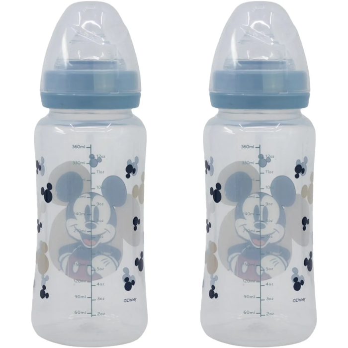Disney Baby Biberones Disney Baby MICKEY COLLECTOR Set de 2 - 360 ml - Tetina Silicona - 3 Posiciones de Flujo