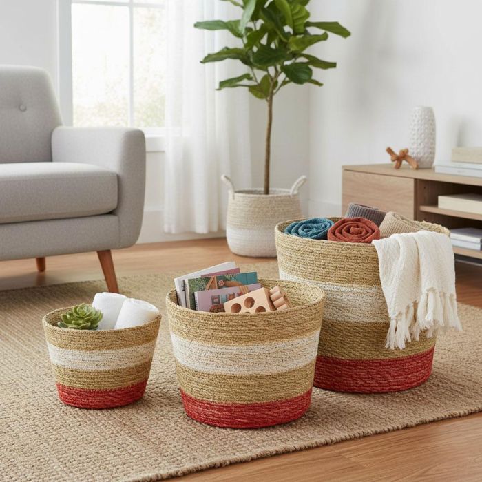 Inde Cesta Cónica de Seagrass para Almacenamiento, 30 cm 5 Inde Cesta Cónica de Seagrass para Almacenamiento, 30 cm 5