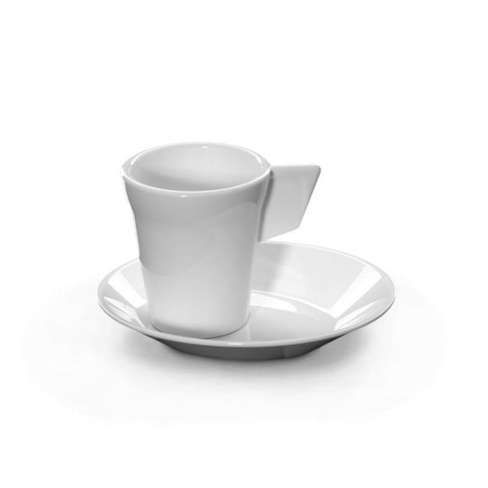 Taza Café Con Plato 90 Ml Blanca RB Drinks (6 Unidades)