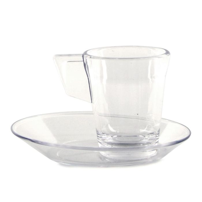 Taza Café Con Plato 90 Ml Transparente RB Drinks (6 Unidades) 1