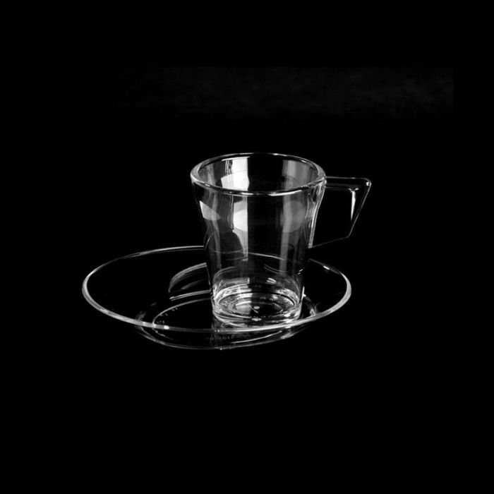 Taza Café Con Plato 90 Ml Transparente RB Drinks (6 Unidades) 2