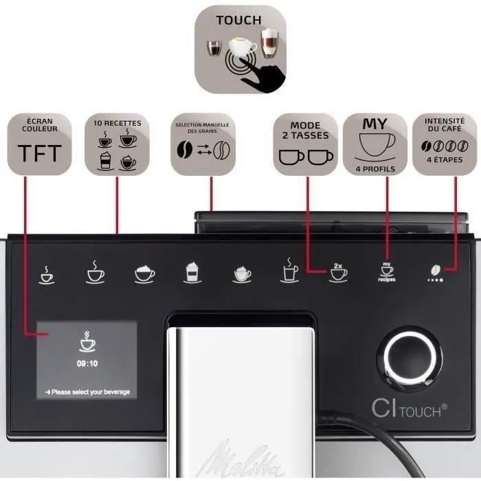 Melitta Cafetera CI Touch F630-101 con Molinillo - Plateada 3