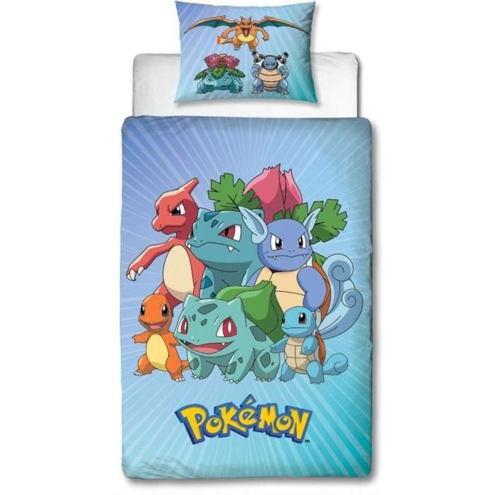Pokemon AAARQ16165 - Juego de Cama Reversible Pikachu y Starter Azul - Funda Nórdica 140x200 cm + Funda Almohada 63x63 cm Microfibra 3