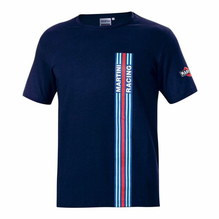 Sparco S01339MRNR0XS Camiseta Martini Racing Big Stripes Negra - Talla XS, Algodón/Elastano Suave, Logo Sparco