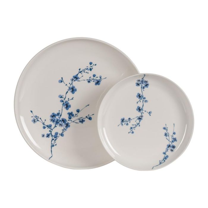 Plato Postre Oriental Blanco-Azul 19 X 19 X 2,50 cm