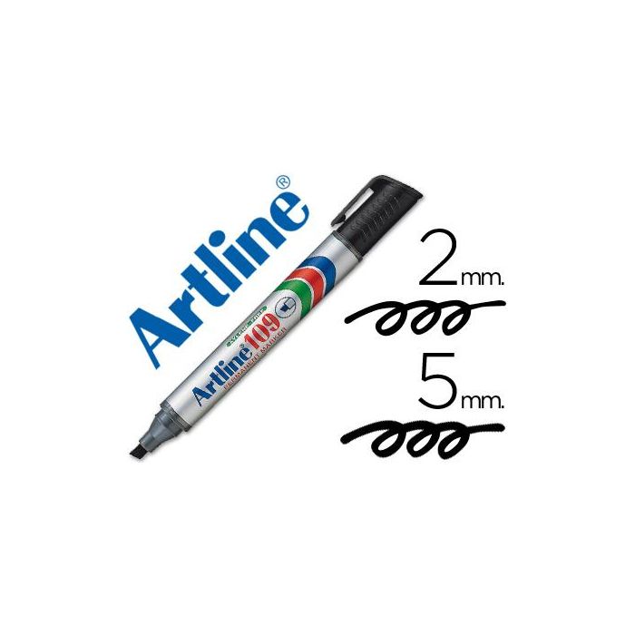 Rotulador Artline Marcador Permanente 109 Negro Punta Biselada 12 unidades