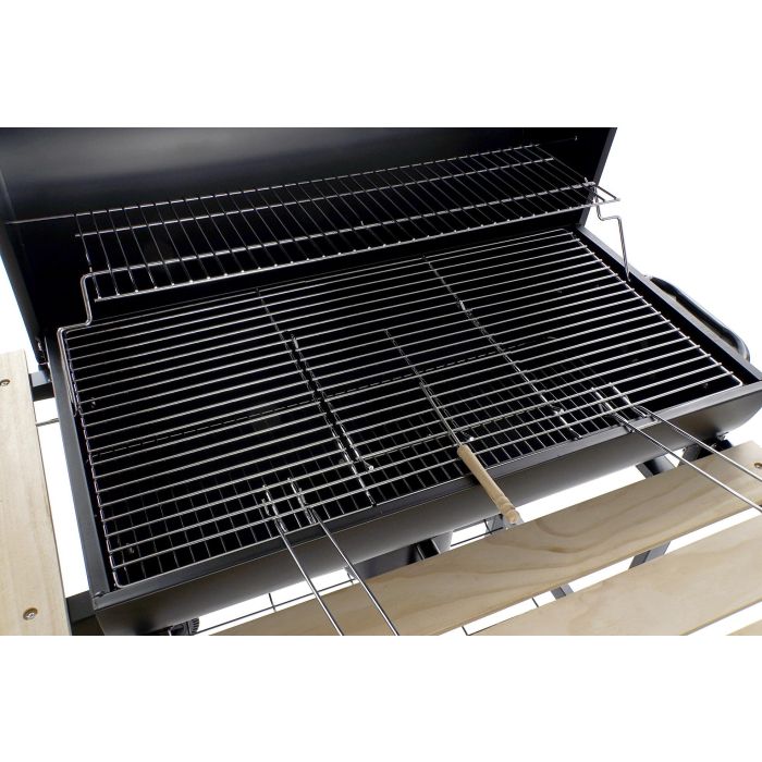 Barbacoa de Carbón con Tapa y Ruedas DKD Home Decor Negro Natural Madera Metal Acero 108 x 71 x 103 cm 2
