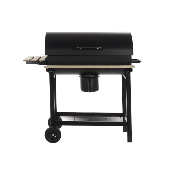 Barbacoa de Carbón con Tapa y Ruedas DKD Home Decor Negro Natural Madera Metal Acero 108 x 71 x 103 cm 7