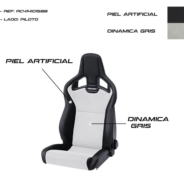 Recaro Asiento Recaro Cross Sportster Cs Calefaccion Piel Artificial Negro-Dinamica Gris Piloto 0 Recaro Asiento Recaro Cross Sportster Cs Calefaccion Piel Artificial Negro-Dinamica Gris Piloto 0