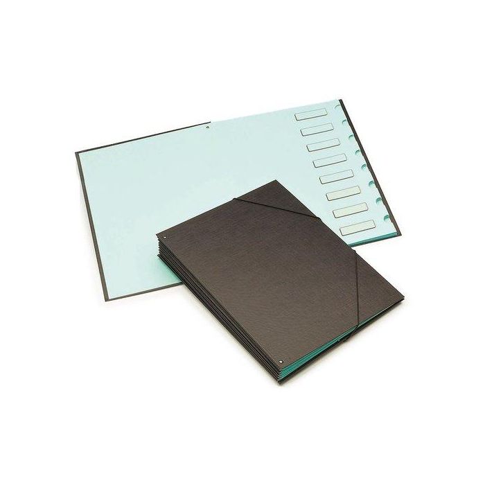 Clasificador Lomo Fuelle Grafoplas Carton Forr.Fº 8 Separad.Gomas Negro