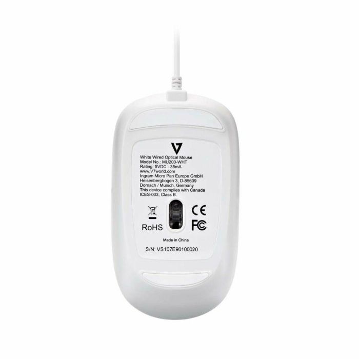 Ratón V7 MU200GS-WHT Blanco 1600 dpi 1 Ratón V7 MU200GS-WHT Blanco 1600 dpi 1