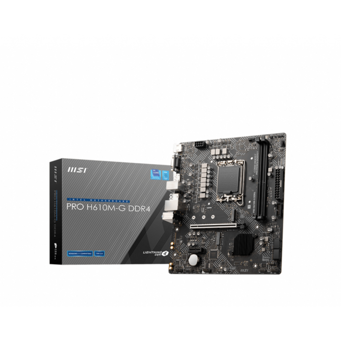 MSI PRO H610M-G DDR4 Placa Base Intel LGA 1700, Micro ATX, 2x DDR4, 64GB Max, Ref. 911-7D46-003 MSI PRO H610M-G DDR4 Placa Base Intel LGA 1700, Micro ATX, 2x DDR4, 64GB Max, Ref. 911-7D46-003