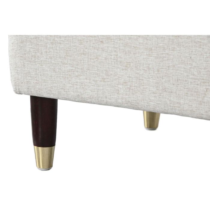 DKD Home Decor Descalzadora Glam de Poliéster y Hevea Beige Marrón Oscuro con Almacenaje 45x110x44cm 2